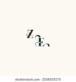 fancy curve logo EZ wedding monogram elegant bold and hairline initial letter