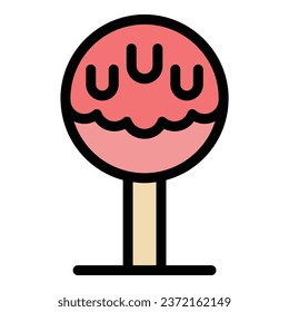 Fancy cute cake pop icon outline vector. Candy chocolate. Art sugar color flat