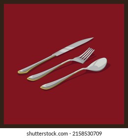 fancy cutlery of spoon fork and knife 02