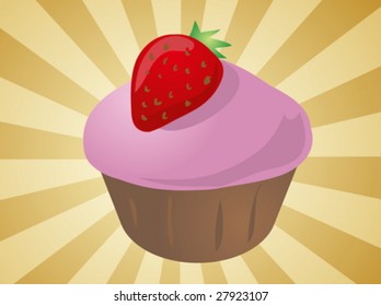 Fancy decorated cupcake muffin illustration clip art