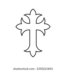 Fancy decorative cross outline icon . Clipart image isolated on white background