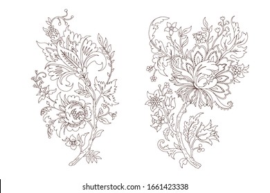 Fancy decorative floral vector branch lineart 