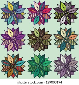 fancy decorative flower colorful set