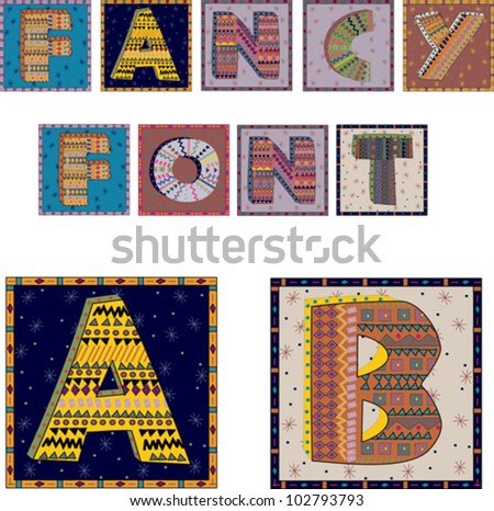 Fancy Decorative Font Patterned 3 D Letters Stock Vector Royalty