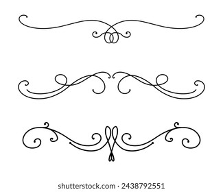 fancy design element pattern, paragraph underline divider vector set, wedding border or header doodle in fancy Victorian pattern