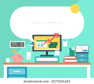 Fancy Desk Object Illustration Set