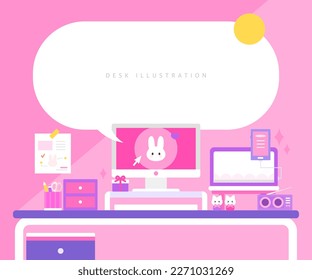 Fancy Desk Object Illustration Set