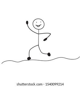  fancy drawing of a running happy stick man