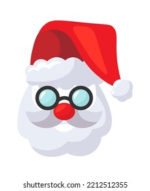 Fancy dress flat icon Santa Claus mustache and glasses