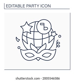 Fancy dress party line icon. Costume party. Guests want to looks like famous person, animal, or character from story. Celebrating concept. Isolated vector illustration. Editable stroke