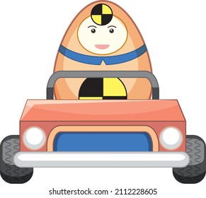 A Fancy Egg Driving A Car On White Background Illustration