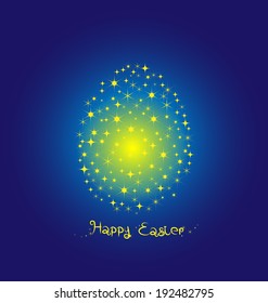 Fancy Egg Easter on blue background