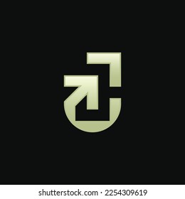 logotipo de dirección de flecha J elegante, elegante y moderno