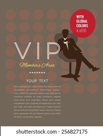 Fancy exclusive man sitting in designer chair drinking red wine Vector illustration Eps10 file. Global colors and layers.