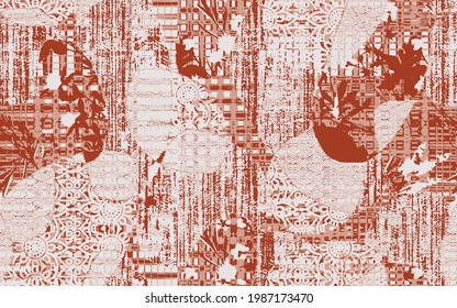 Fancy fabric linen, blended with washed coat surface tile  jacquard  texture digital printing pattern design. Yarns for sports style.  Vector fabric seamless pattern. Abstract natural textured 