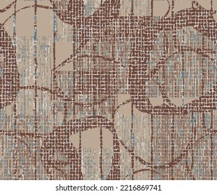 Fancy fabric linen, blended with washed coat surface tile jacquard texture digital printing pattern design. Yarns for sports style. Vector fabric seamless pattern. Abstract natural textured