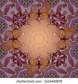 Fancy fabric pattern. Colour Spring Theme seamless pattern Background. Flat Flower Elements Design. Seamless Floral Pattern in Vector illustration.