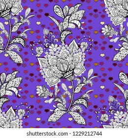 Fancy fabric pattern. Seamless Floral Pattern in Vector illustration. Colour Spring Theme seamless pattern Background. Flat Flower Elements Design.