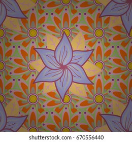 Fancy fabric pattern. Seamless Floral Pattern in Vector illustration. Flat Flower Elements Design. Colour Spring Theme seamless pattern Background.