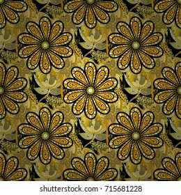 Fancy fabric pattern. Seamless floral pattern with flowers, watercolor. Vector pattern.
