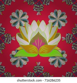 Fancy fabric pattern. Seamless Floral Pattern in Vector illustration. Flat Flower Elements Design. Colour Spring Theme seamless pattern Background.