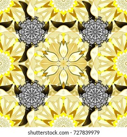 Fancy fabric pattern. Seamless floral pattern with flowers, watercolor. Vector pattern.