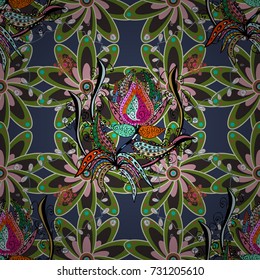 Fancy fabric pattern. Seamless floral pattern with flowers, watercolor. Vector pattern.