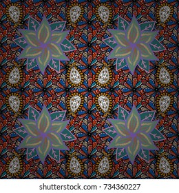 Fancy fabric pattern. Seamless floral pattern with flowers, watercolor. Vector pattern.