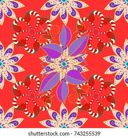 Fancy fabric pattern. Seamless floral pattern with flowers, watercolor. Vector pattern.