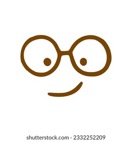 Fancy face doodle icon. Emoticon in hand drawn style isolated on white background