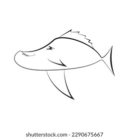 fancy fish line art, angry fish cartoon