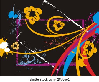 Fancy floral grunge background. Check my portfolio for more of this series as well as thousands of other great vector items.