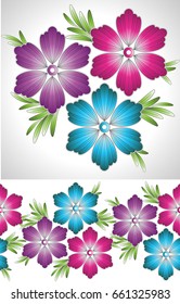 Fancy flower bunch - include seamless flower border