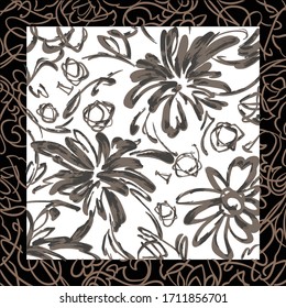 Diseño floral de flor en pintura y pintura luminosa
