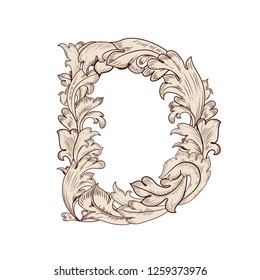 Fancy foliage uppercase letter D