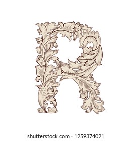 Fancy foliage uppercase letter R