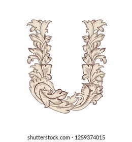 Fancy foliage uppercase letter U