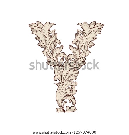Fancy Foliage Uppercase Letter Y Stock Vector Royalty Free