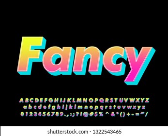 Fancy font effect with solid color shadow, youth style typography