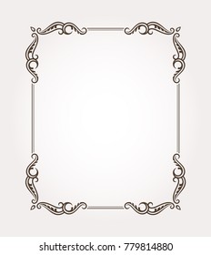 Fancy frame border. Decorative floral ornament. Vector illustration
