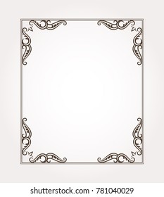 Fancy frame border. Decorative floral ornament. Vector illustration