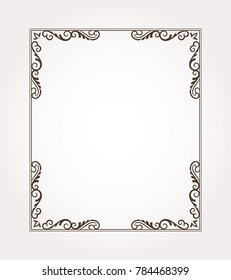 Fancy frame border. Decorative floral ornament. Vector illustration