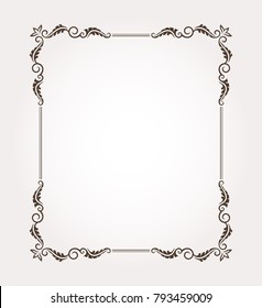 Fancy frame border. Decorative floral ornament. Vector illustration