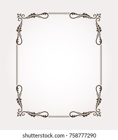 Fancy frame border. Decorative ornament with leaves. Vector illustration