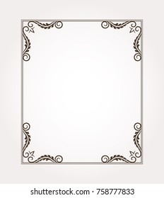 Fancy frame border. Decorative ornament with leaves. Vector illustration