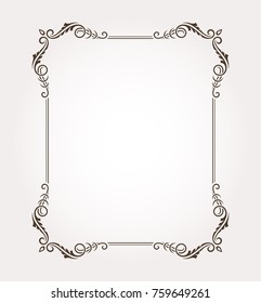 Fancy frame border. Decorative ornament with leaves. Vector illustration