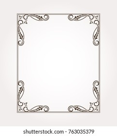 Fancy frame border. Floral ornament with decorative design elements. Vector illustration