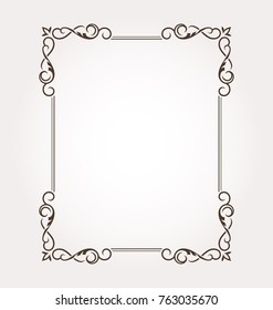 Fancy frame border. Floral ornament with decorative design elements. Vector illustration