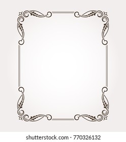 Fancy frame border. Floral ornament with decorative design elements. Vector illustration