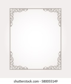 Fancy frame border. Floral page ornament with decorative design elements. Vector illustration